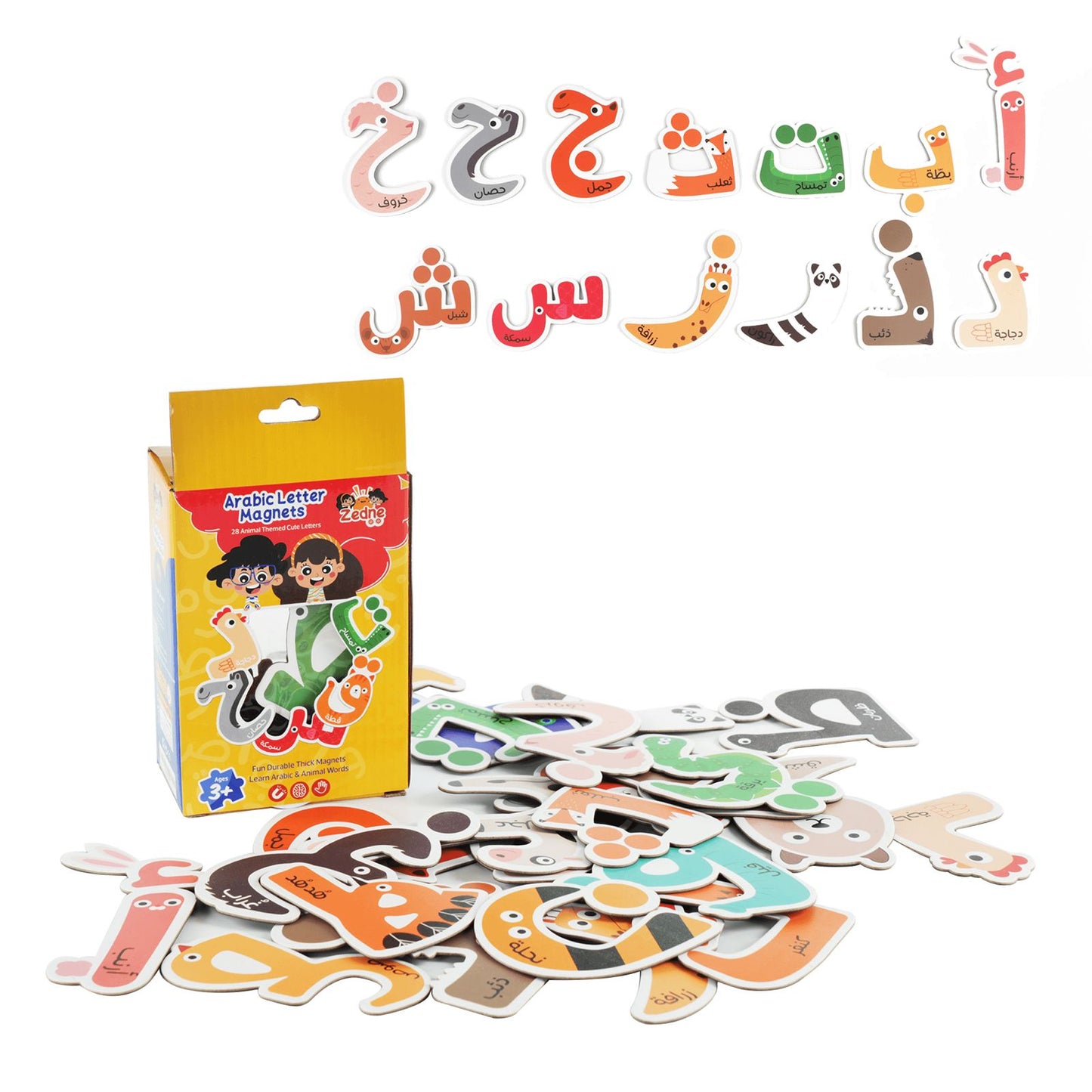 Arabic Animal Magnetic Letters Set - Educational Arabic Alphabet with Delightful Animal Shapes - 28 Magnetic Letters Learning & Education Toys