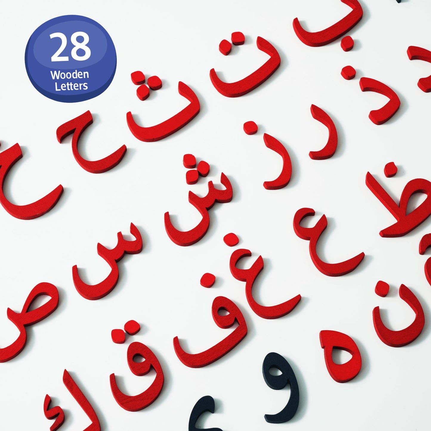 Zedne Arabic Alphabet Matching Cards Basic Level - Interactive Learning Toy with 28 Double-Faced Cards, 28 Wooden Letters, & Pen - Arabic Learning Ideal for Homeschooling and Kindergarten Education