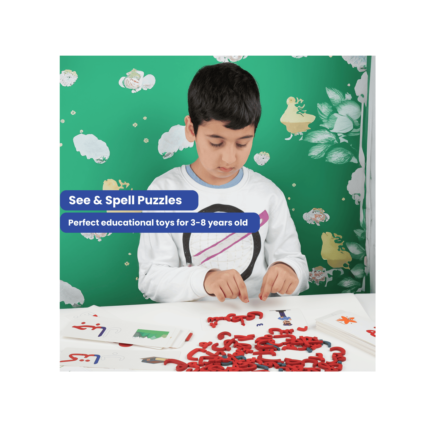  لعبة مطابقة حروف الأبجدية العربية من زدني مستوى متقدم - 63 حرف خشبي - 84 بطاقة ملونة ذات وجهين - تعلم كل حروف اللغة العربية بكل أشكالها - ركب الحروف على البطاقات وكون الكلمات - عمر 3 سنوات وأكبر
