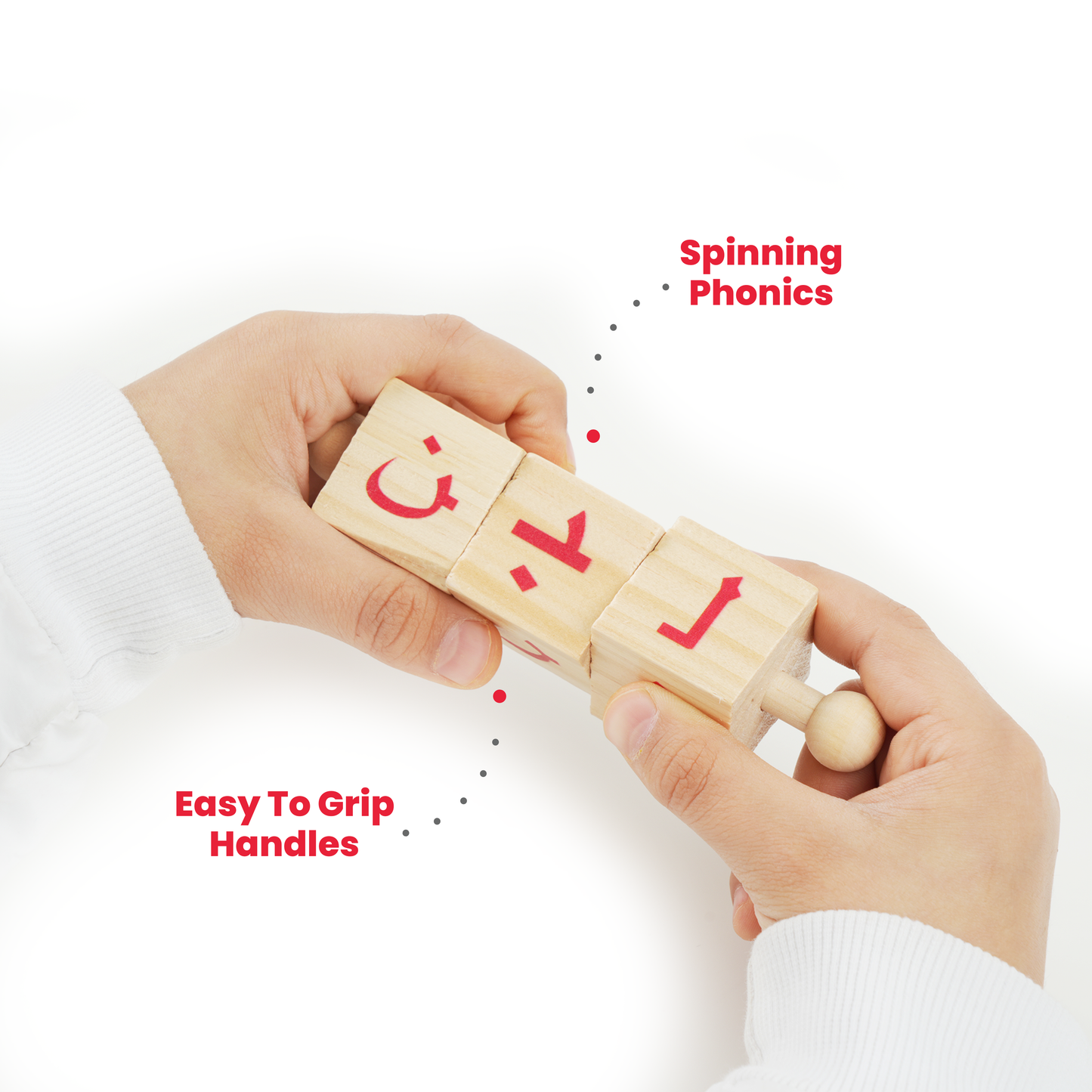 Zedne Cognitive Playset Kids Wooden Word Builder Cubes - Engaging Arabic Learning Toy with 50 Cards and Rotating Cubes - Tactile & Sensory Toys Enhance Reading and Spelling Skills - Wood Learning & Educational Toy