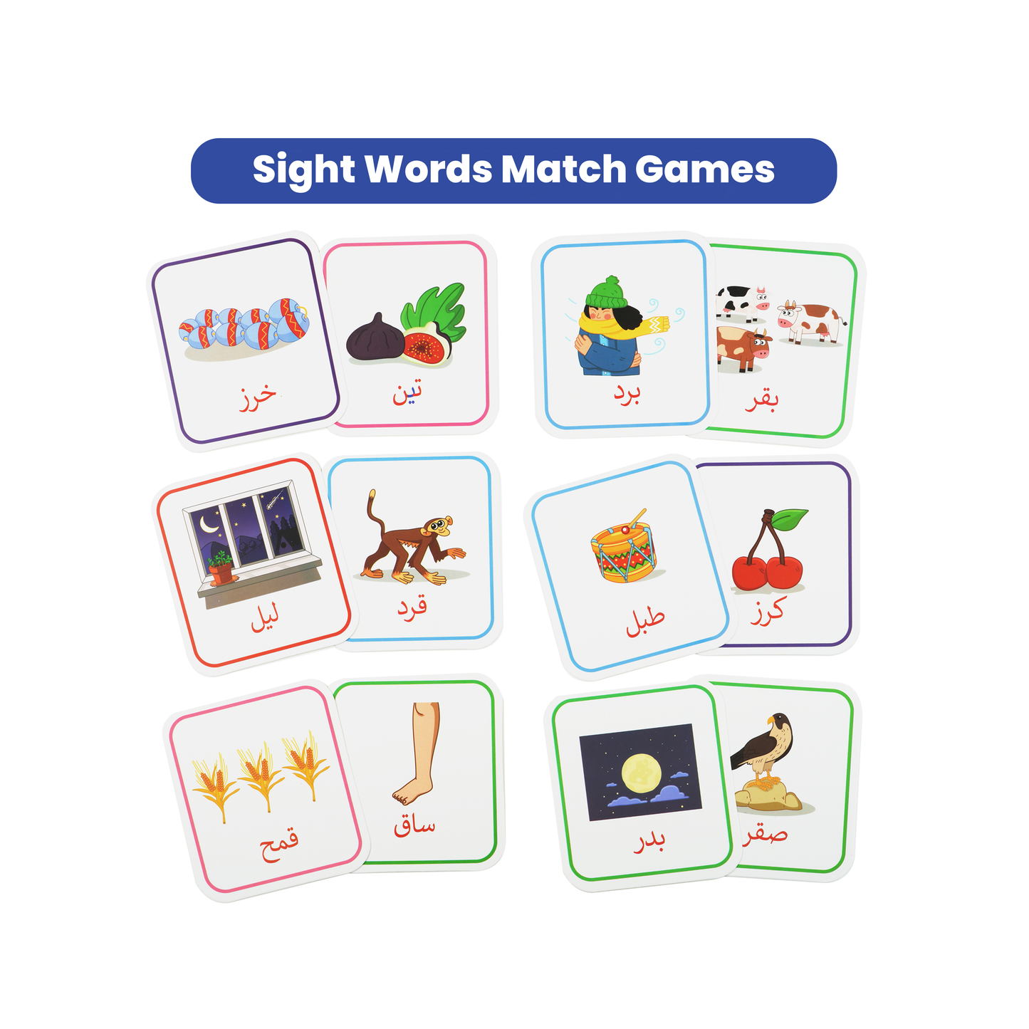 Zedne Cognitive Playset Kids Wooden Word Builder Cubes - Engaging Arabic Learning Toy with 50 Cards and Rotating Cubes - Tactile & Sensory Toys Enhance Reading and Spelling Skills - Wood Learning & Educational Toy