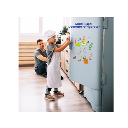 مجموعة حروف زدني المغناطيسية على شكل حيوانات - لتعليم الأبجدية العربية - 28 حرفًا مغناطيسيًا سميك يلتصق بسهولة على أي سطح مغناطيسي
