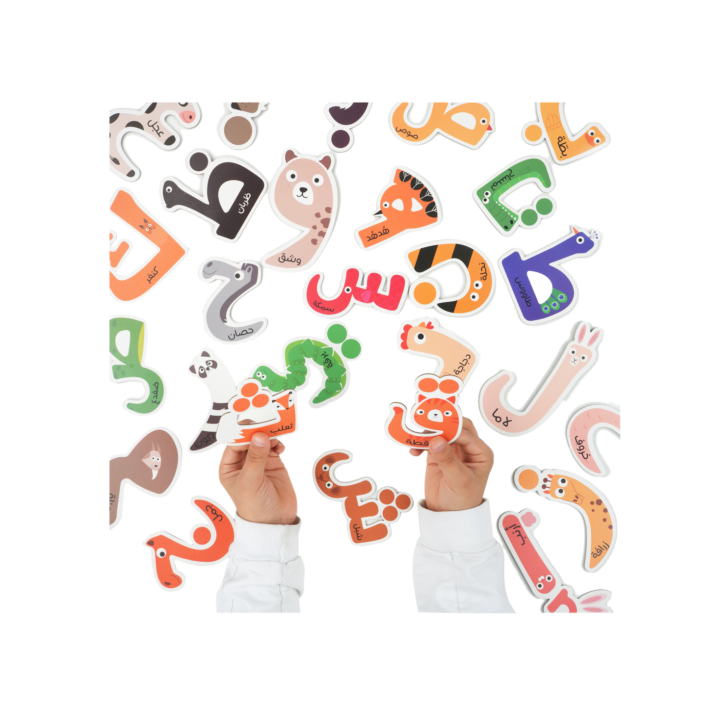 مجموعة حروف زدني المغناطيسية على شكل حيوانات - لتعليم الأبجدية العربية - 28 حرفًا مغناطيسيًا سميك يلتصق بسهولة على أي سطح مغناطيسي
