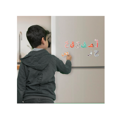 مجموعة حروف زدني المغناطيسية على شكل حيوانات - لتعليم الأبجدية العربية - 28 حرفًا مغناطيسيًا سميك يلتصق بسهولة على أي سطح مغناطيسي
