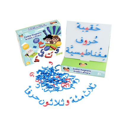 مجموعة حروف زدني المغناطيسية لتعليم اللغة العربية - 330 قطعة فوم ممغنطة تشمل جميع أشكال الحروف العربية والتشكيل - لوح ممغنط للتدريب على القراءة والكتابة - مناسبة للأطفال 3 سنوات فما فوق
